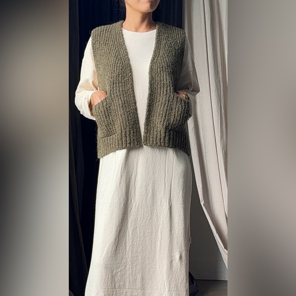 HOST PICK ⭐️ Le Bon Shoppe Womens Alpaca Grandpa Vest, olive - Picture 4 of 6